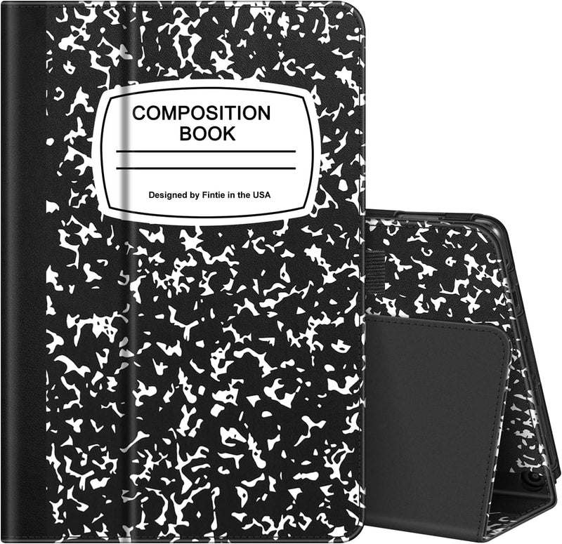 Fire HD 10 11th generation case in black and white notebook pattern
