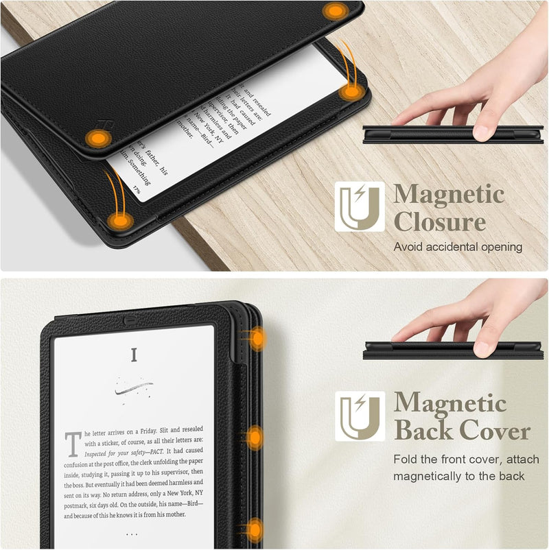 Kindle Paperwhite/Kindle Colorsoft 7" (12th Gen, 2024) Vegan Leather Sleeve Case with Stand and Handstrap | Fintie
