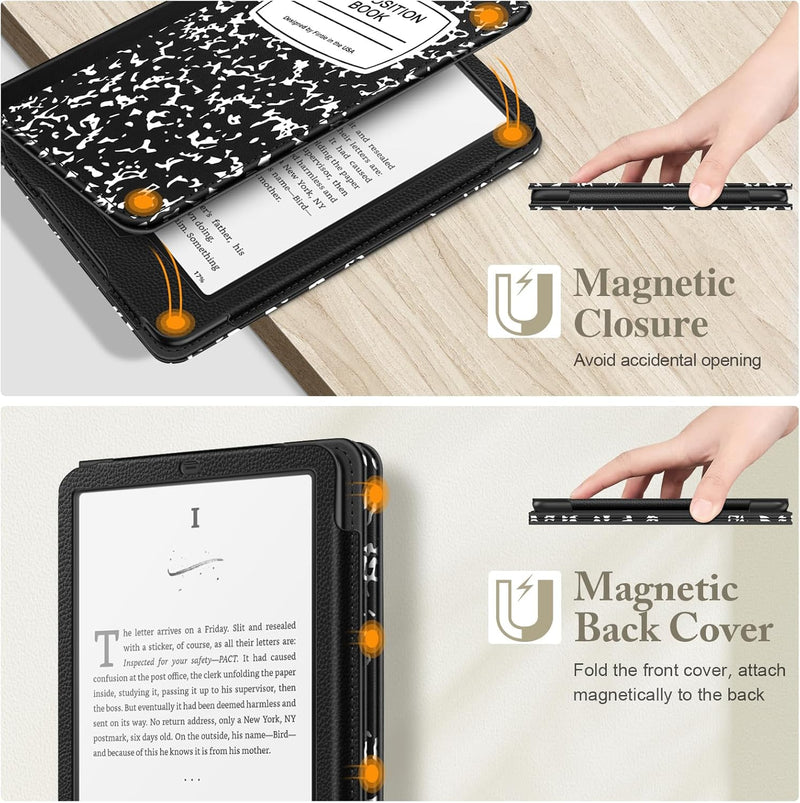 Kindle Paperwhite/Kindle Colorsoft 7" (12th Gen, 2024) Vegan Leather Sleeve Case with Stand and Handstrap | Fintie