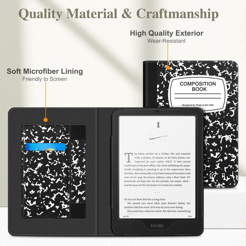 Kindle Paperwhite/Kindle Colorsoft 7" (12th Gen, 2024) Vegan Leather Sleeve Case with Stand and Handstrap | Fintie