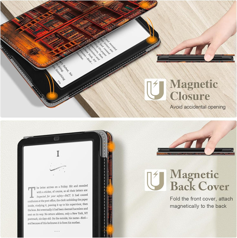 Kindle Paperwhite/Kindle Colorsoft 7" (12th Gen, 2024) Vegan Leather Sleeve Case with Stand and Handstrap | Fintie