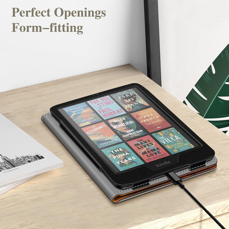 Kindle Paperwhite/Kindle Colorsoft 7" (12th Gen, 2024) Vegan Leather Sleeve Case with Stand and Handstrap | Fintie