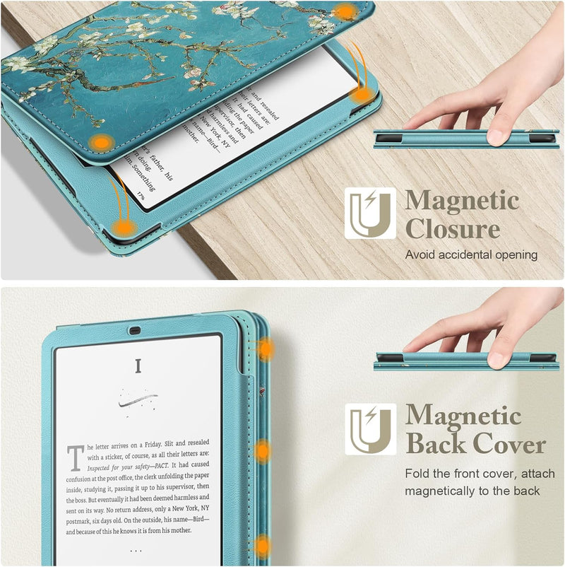 Kindle Paperwhite/Kindle Colorsoft 7" (12th Gen, 2024) Vegan Leather Sleeve Case with Stand and Handstrap | Fintie