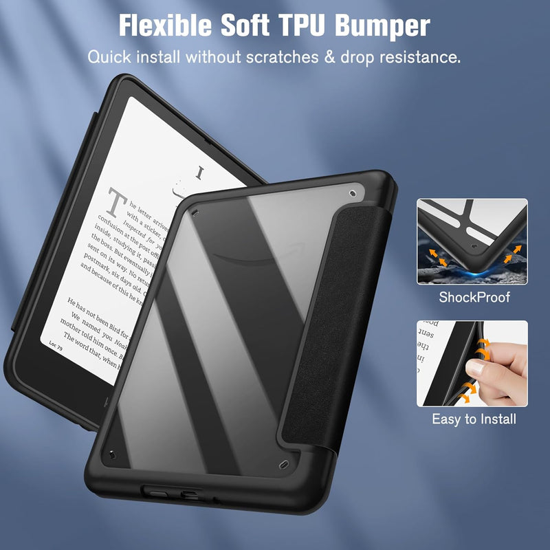 Kindle Colorsoft / Kindle Paperwhite 7" 2024  Hybrid Slim Case with Clear Back | Fintie