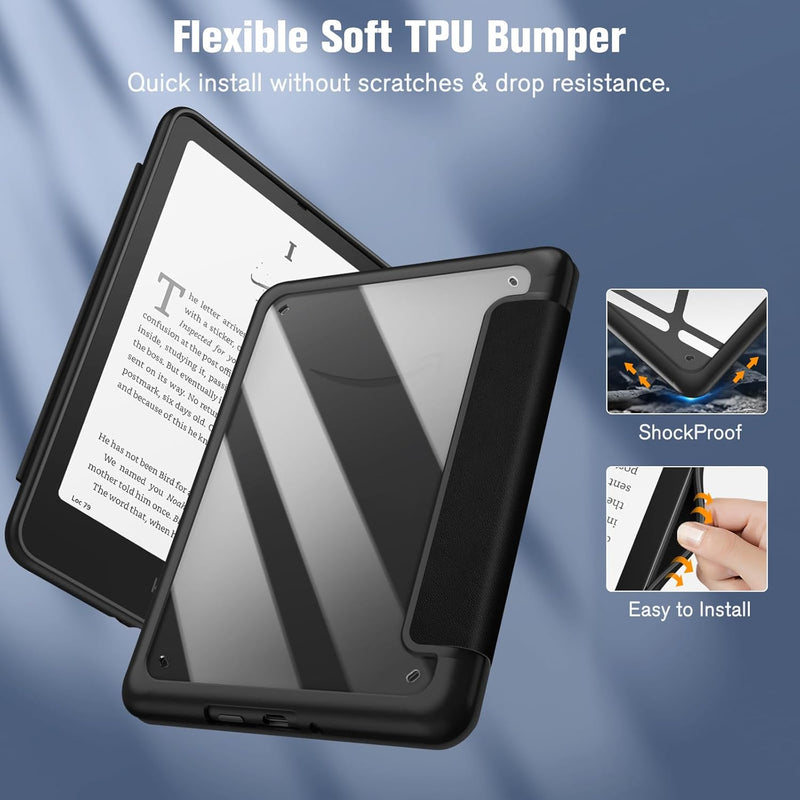 Kindle Colorsoft / Kindle Paperwhite 7" 2024  Hybrid Slim Case with Clear Back | Fintie