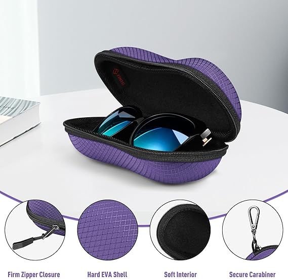 Hard EVA Case for Sunglasses/Sports Glasses w/Carabiner | Fintie