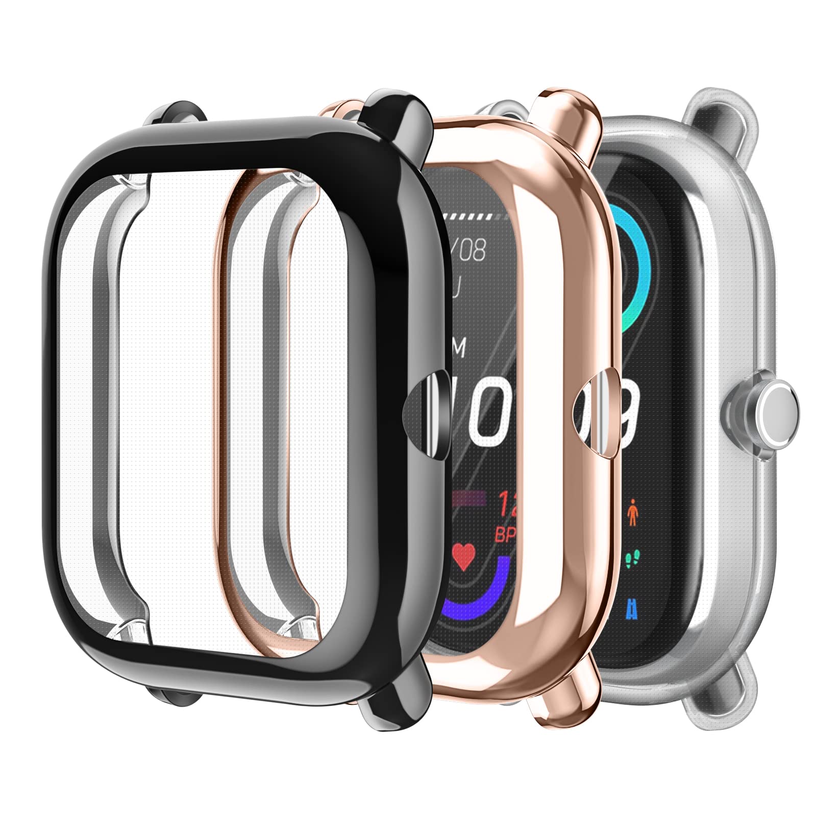 Set 3 Custodie TPU E Pellicola Per Amazfit GTS 2 Mini / Bip U Pro / Bip U / Bip S / Bip Lite / Bip 1S – Protezione Morbida E Trasparente