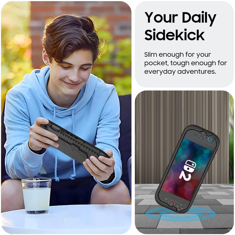 Shockproof Case for Nintendo Switch 2 w/Ergonomic Grip and 3 Game Cartridge Slots | Fintie