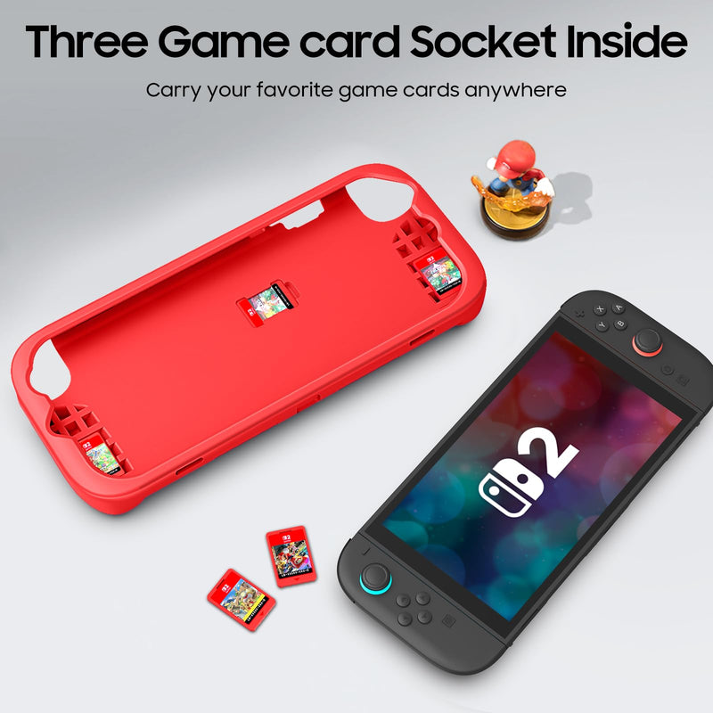 Shockproof Case for Nintendo Switch 2 w/Ergonomic Grip and 3 Game Cartridge Slots | Fintie