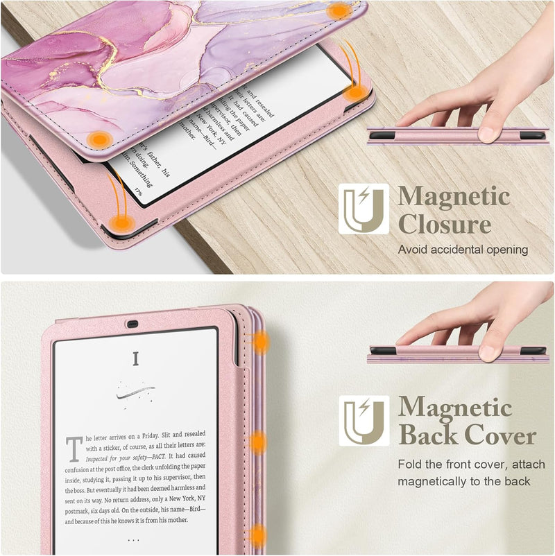 Kindle Paperwhite/Kindle Colorsoft 7" (12th Gen, 2024) Vegan Leather Sleeve Case with Stand and Handstrap | Fintie
