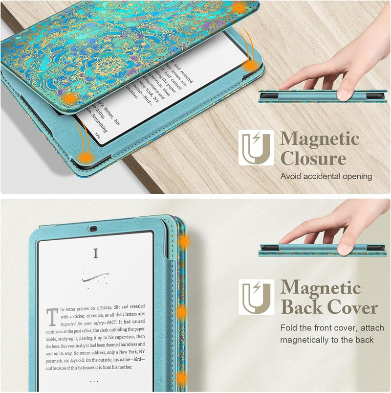 Kindle Paperwhite/Kindle Colorsoft 7" (12th Gen, 2024) Vegan Leather Sleeve Case with Stand and Handstrap | Fintie