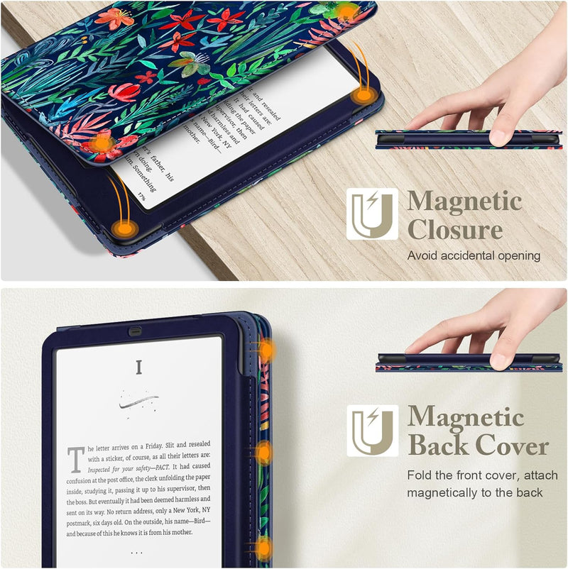 Kindle Paperwhite/Kindle Colorsoft 7" (12th Gen, 2024) Vegan Leather Sleeve Case with Stand and Handstrap | Fintie