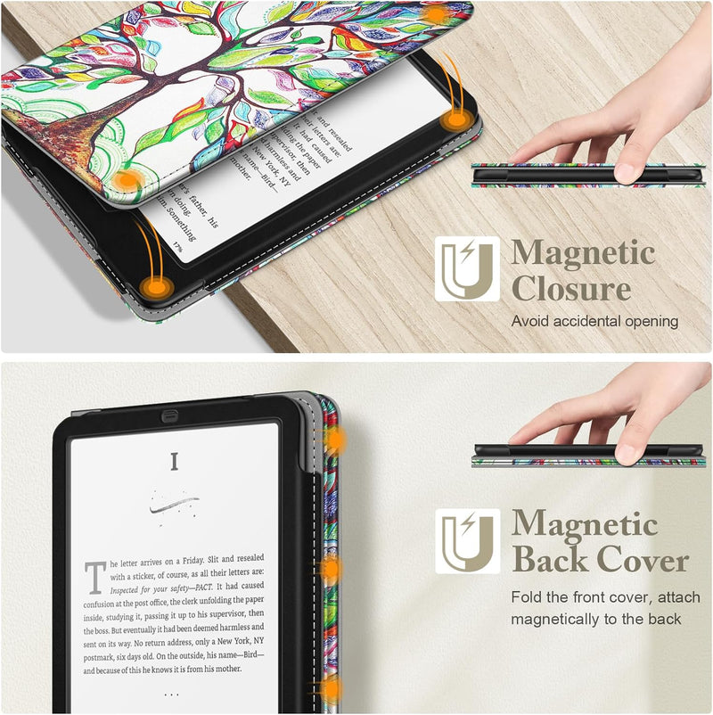 Kindle Paperwhite/Kindle Colorsoft 7" (12th Gen, 2024) Vegan Leather Sleeve Case with Stand and Handstrap | Fintie
