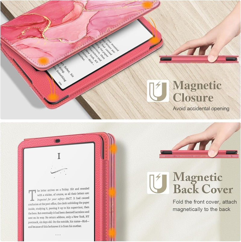 Kindle Paperwhite/Kindle Colorsoft 7" (12th Gen, 2024) Vegan Leather Sleeve Case with Stand and Handstrap | Fintie