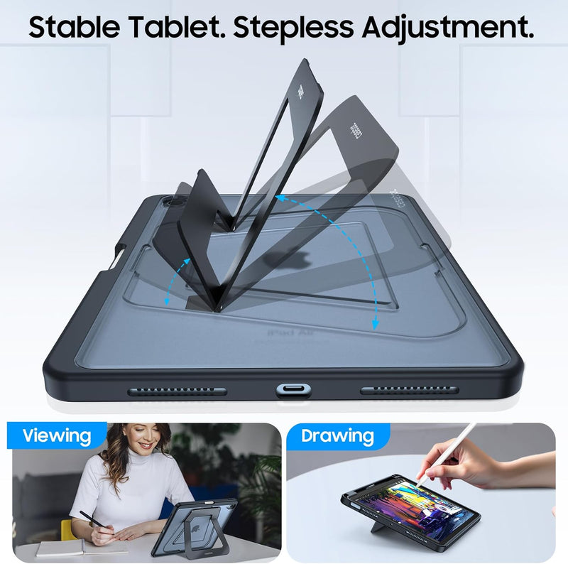 Shockproof Case for iPad Air 11 (M3/M2 Chip) w/Multi-Angle Kickstand, Slim Frosted Back Cover | Fintie