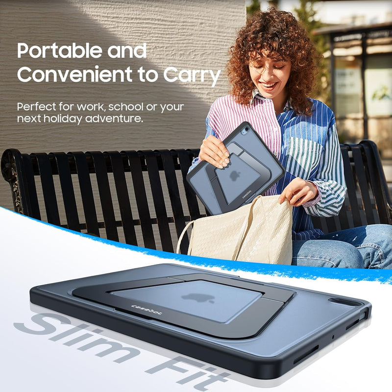 Shockproof Case for iPad Air 11 (M3/M2 Chip) w/Multi-Angle Kickstand, Slim Frosted Back Cover | Fintie