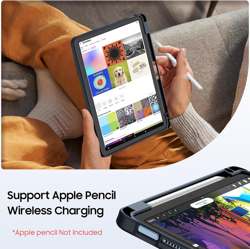 Shockproof Case for iPad Air 11 (M3/M2 Chip) w/Multi-Angle Kickstand, Slim Frosted Back Cover | Fintie