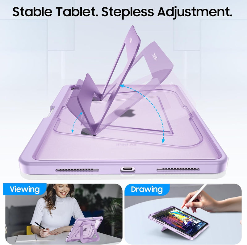 Shockproof Case for iPad Air 11 (M3/M2 Chip) w/Multi-Angle Kickstand, Slim Frosted Back Cover | Fintie