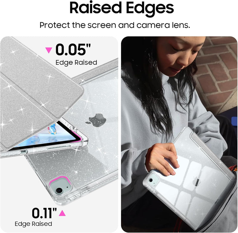 Glittering Slim Case for iPad Air 13 (M3/M2 Chip) w/Clear Back and Pencil Holder | Fintie