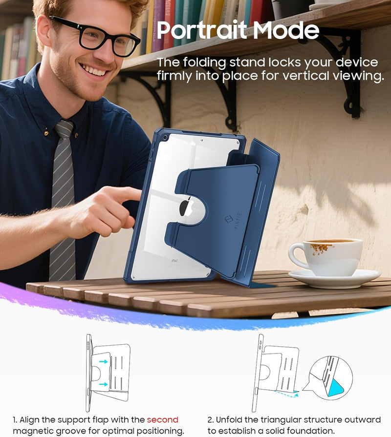 Magnetic Stand Case for iPad 9th Gen/iPad 8th/7th Gen (10.2") w/Clear Back Cover & Pencil Holder | Fintie