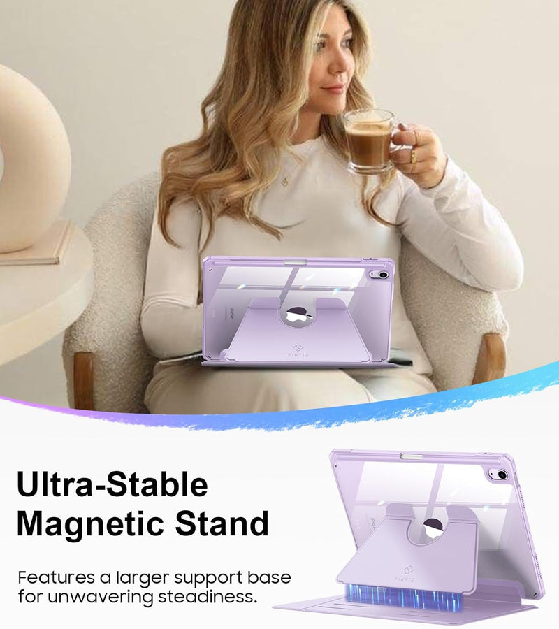 iPad Air 11-inch (M3/M2 Chip) Magnetic Stand Case w/Clear Back Cover & Pencil Holder | Fintie