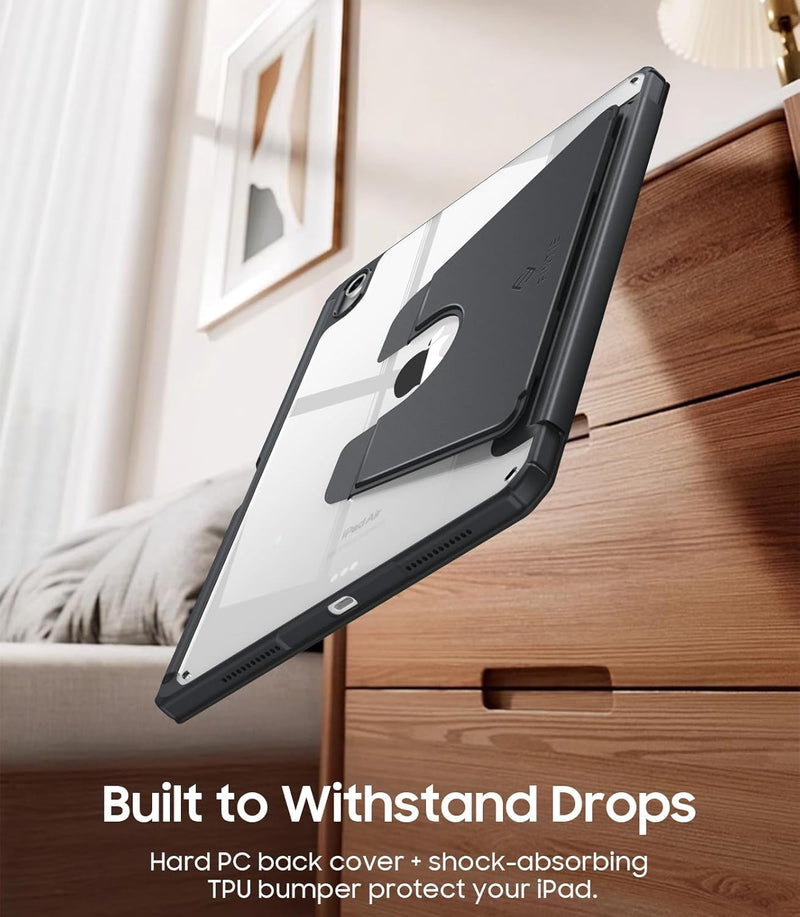 iPad Air 11-inch (M3/M2 Chip) Magnetic Stand Case w/Clear Back Cover & Pencil Holder | Fintie