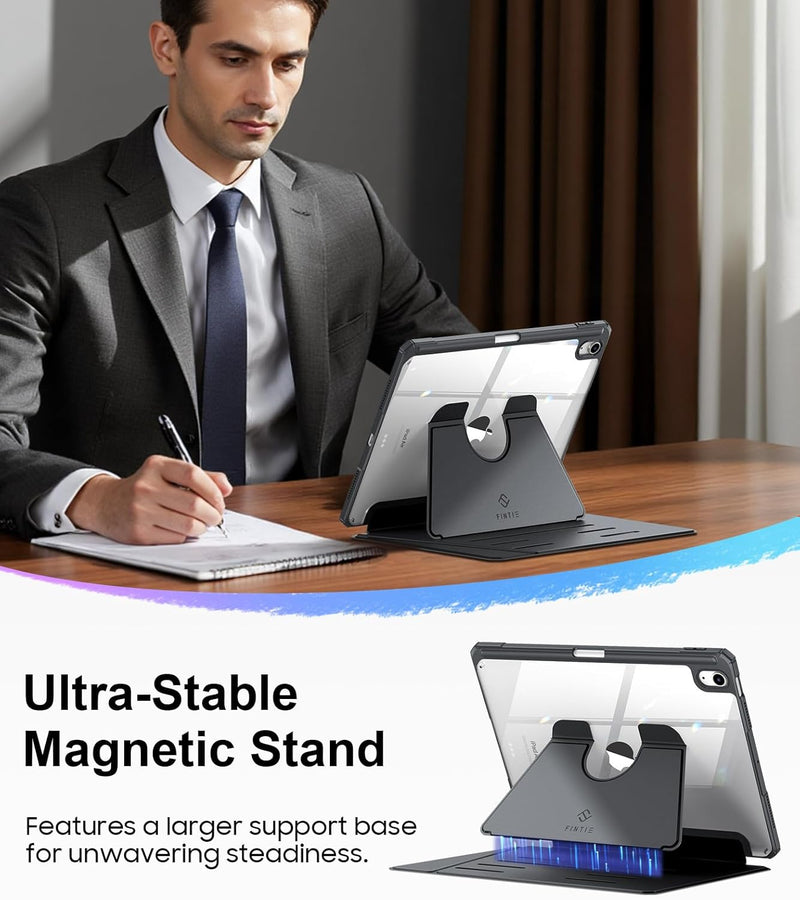 iPad Air 11-inch (M3/M2 Chip) Magnetic Stand Case w/Clear Back Cover & Pencil Holder | Fintie