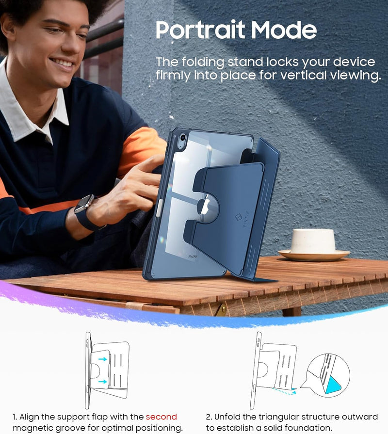 iPad Air 11-inch (M3/M2 Chip) Magnetic Stand Case w/Clear Back Cover & Pencil Holder | Fintie