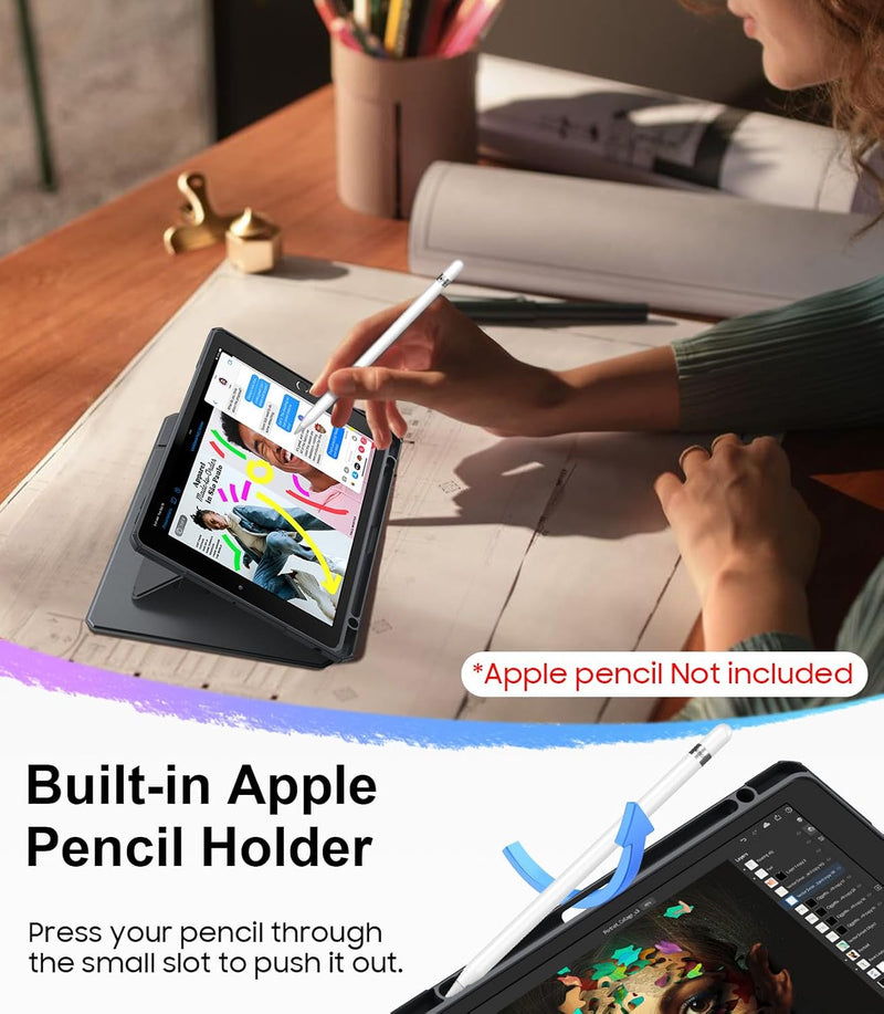 Magnetic Stand Case for iPad 9th Gen/iPad 8th/7th Gen (10.2") w/Clear Back Cover & Pencil Holder | Fintie