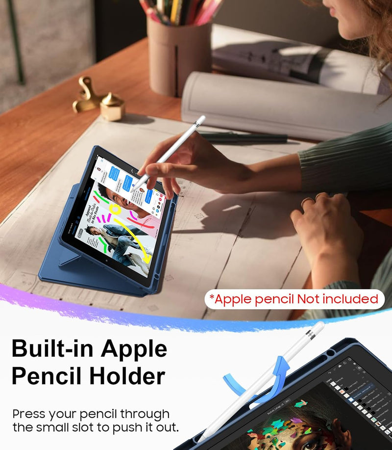 Magnetic Stand Case for iPad 9th Gen/iPad 8th/7th Gen (10.2") w/Clear Back Cover & Pencil Holder | Fintie