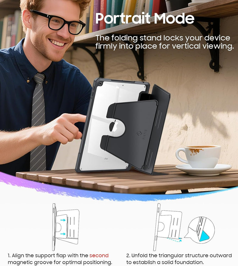 Magnetic Stand Case for iPad 9th Gen/iPad 8th/7th Gen (10.2") w/Clear Back Cover & Pencil Holder | Fintie