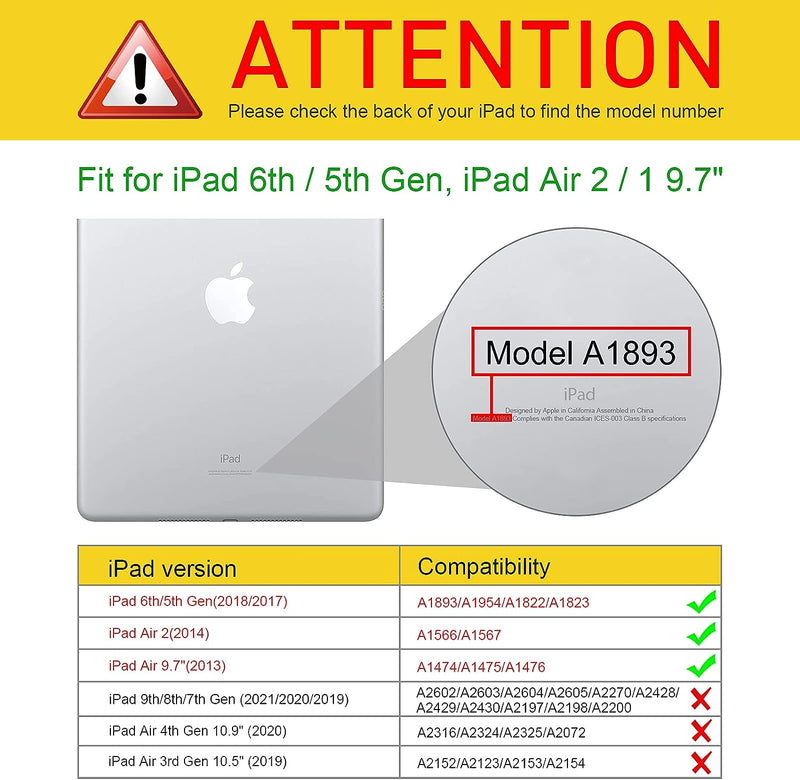 iPad 6th/5th Gen (2018/2017), iPad Air 2nd/1st Gen Hybrid Slim Clear Back Case | Fintie