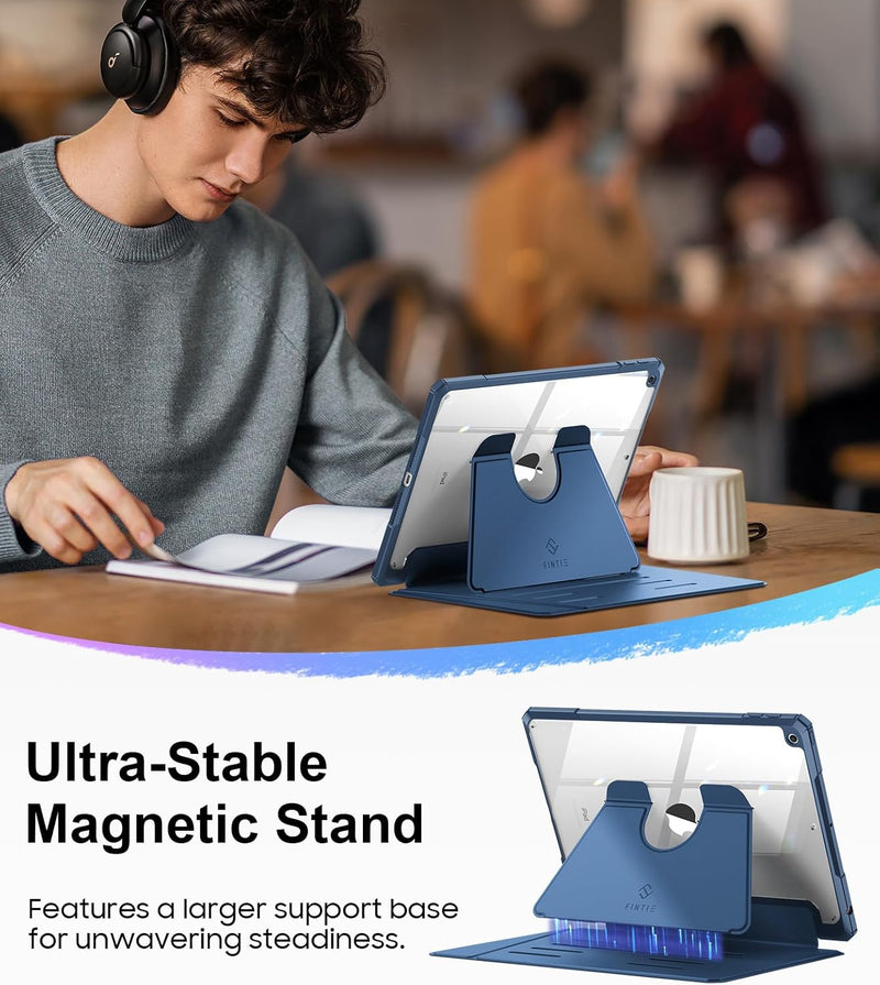 Magnetic Stand Case for iPad 9th Gen/iPad 8th/7th Gen (10.2") w/Clear Back Cover & Pencil Holder | Fintie
