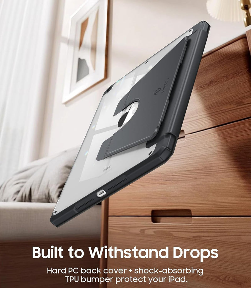 Magnetic Stand Case for iPad 9th Gen/iPad 8th/7th Gen (10.2") w/Clear Back Cover & Pencil Holder | Fintie