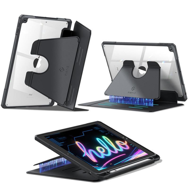Magnetic Stand Case for iPad 9th Gen/iPad 8th/7th Gen (10.2") w/Clear Back Cover & Pencil Holder | Fintie