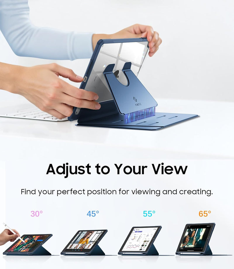 Magnetic Stand Case for iPad 9th Gen/iPad 8th/7th Gen (10.2") w/Clear Back Cover & Pencil Holder | Fintie