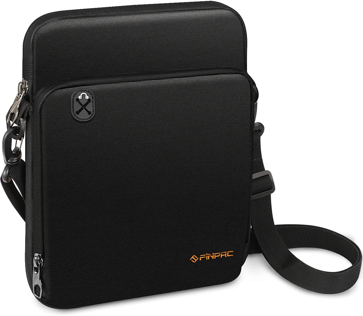 Black Leather Messenger Bag - Crossbody Shoulder Tote For Tablet Or IPad, Universal Fit