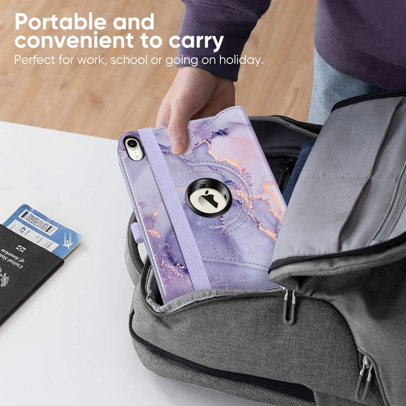 iPad Mini A17 Pro (2024), iPad Mini 6th Gen (2021) 360-Degree Swiveling Stand Case | Fintie
