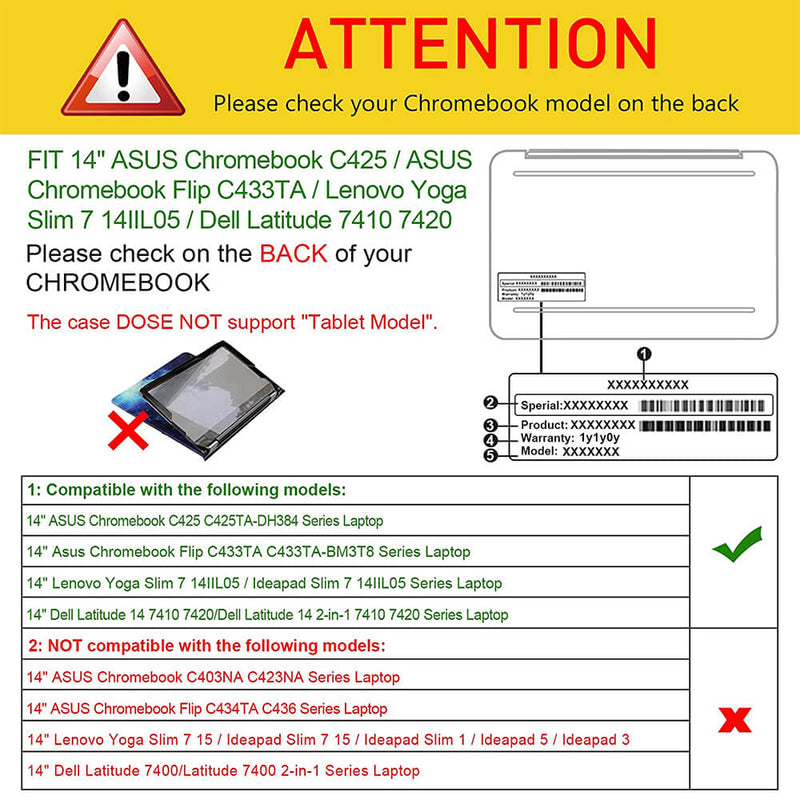 Fintie case for 14" Chromebook - Asus Chromebook Flip/Lenovo Yoga Slim 7/Dell Latitude 14