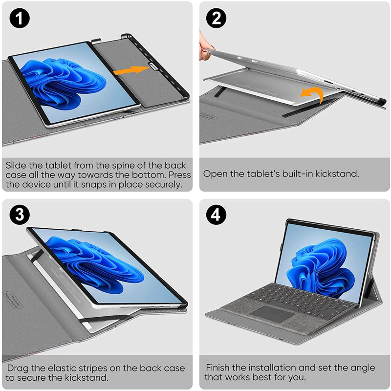 how to put a surface pro 8 into fintie case