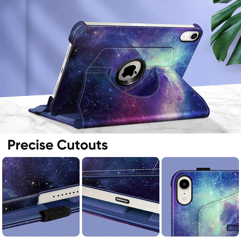 iPad Mini A17 Pro (2024), iPad Mini 6th Gen (2021) 360-Degree Swiveling Stand Case | Fintie