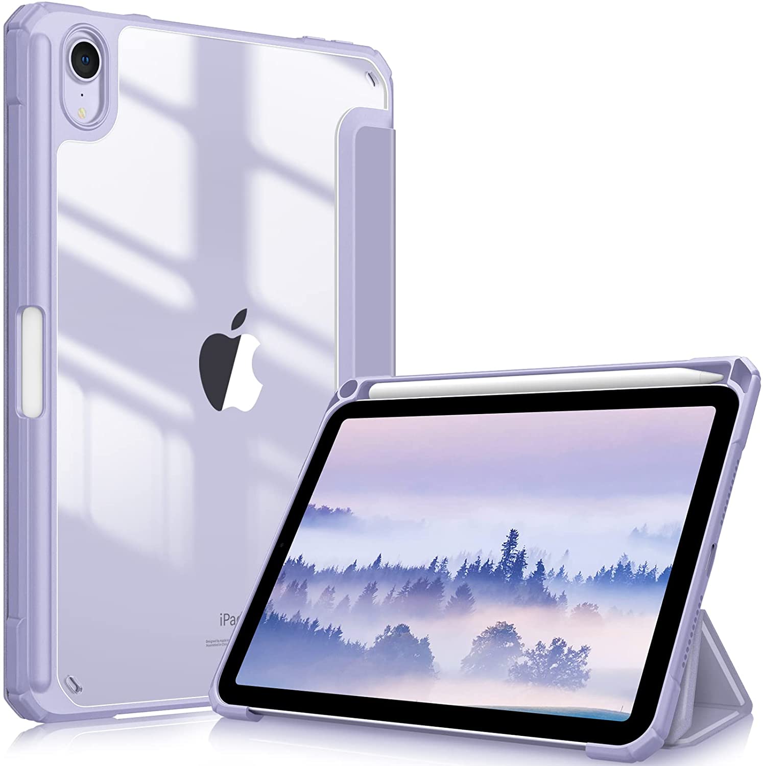Fintie Hybrid Slim Case for iPad Mini 6 2021 (8.3 inch) - [Built-in Pencil Holder] Shockproof Cover Clear Transparent Back Shell, Auto Wake/Sleep