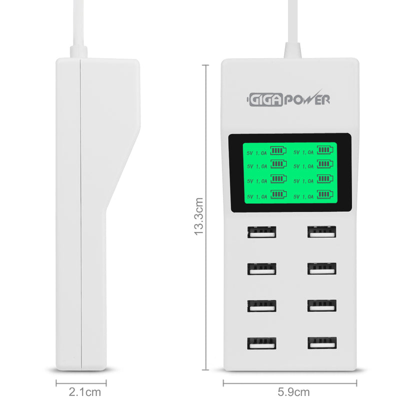 GIGAPOWER 8 Port USB Charger - 46W High Speed Charging Station