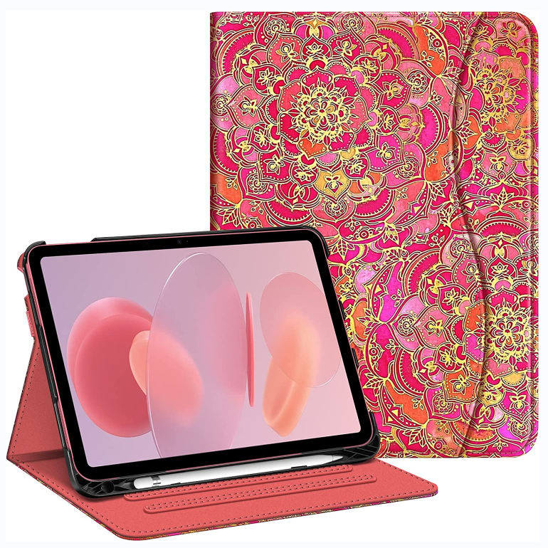 fintie ipad 2022 10 gen case in shades of pink pattern