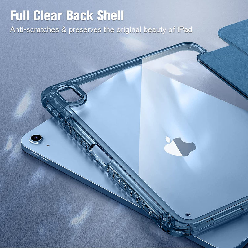 iPad 11th Gen A16 Chip 2025, iPad 10th Gen (10.9", 2022) Slim Case w/ Crystal Transparent Back Cover & Pencil Holder | Fintie