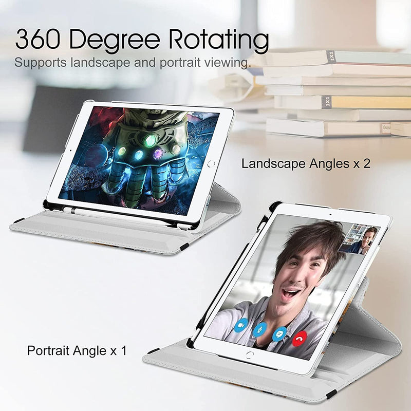 iPad 9th Gen, iPad 8th/7th Gen 360-Degree Rotating Case with Pencil Holder | Fintie