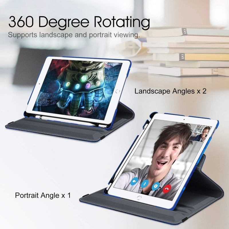 iPad 9th Gen, iPad 8th/7th Gen 360-Degree Rotating Case with Pencil Holder | Fintie
