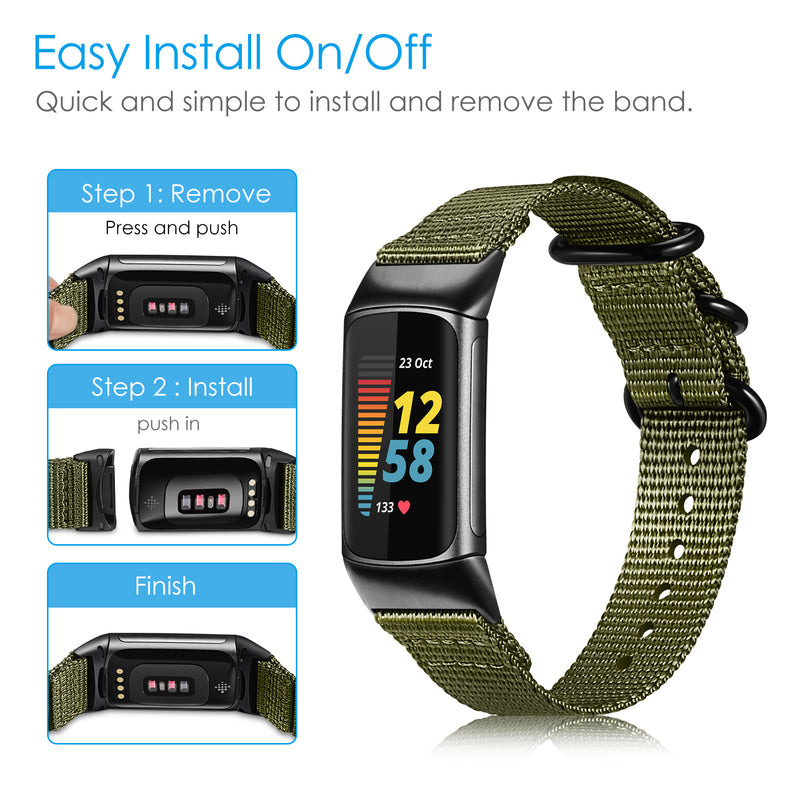 Fitbit Charge 6/ Fitbit Charge 5 Band Nylon Sports Strap | Fintie