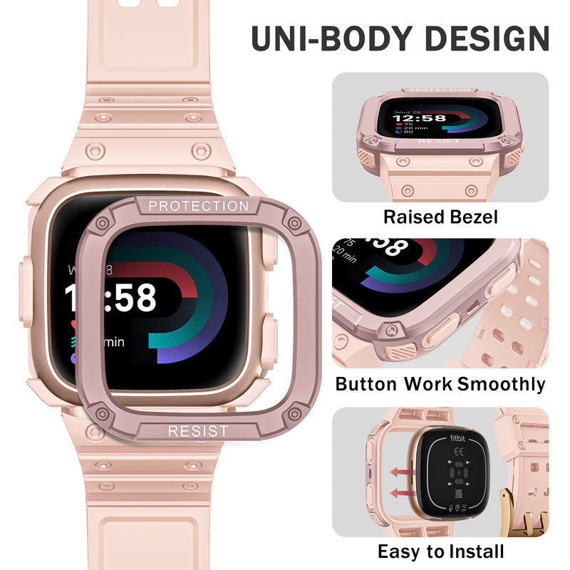 Fitbit Versa 4/3/2/1, Fitbit Sense 2/1 Sports Band with Bumper Cover | Fintie