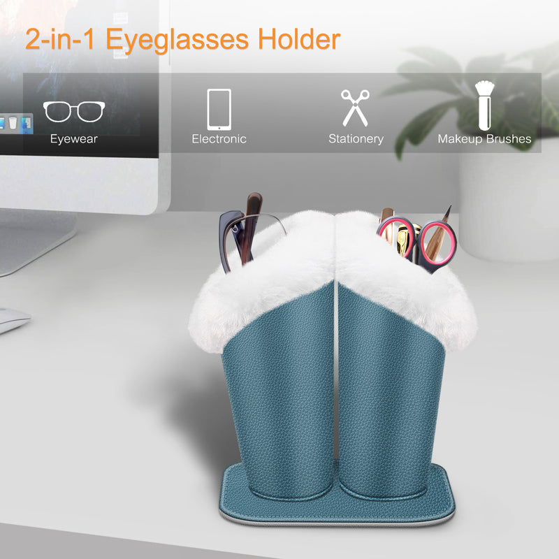Double Plush Lined Eyeglasses Holder with Magnetic Base | Fintie